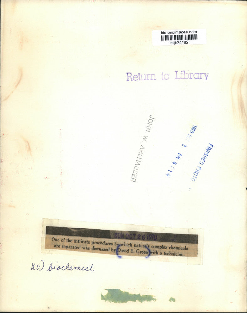 1970 Press Photo David E. Green, biochemist for University of Wisconsin