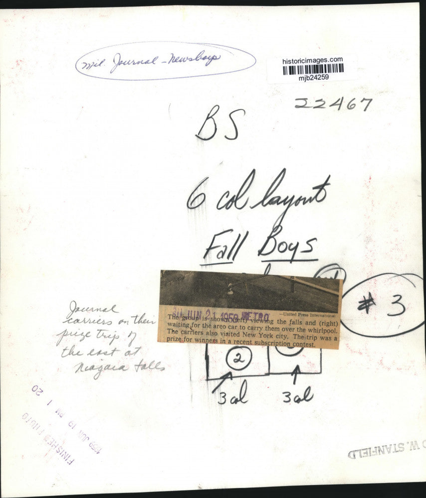 1959 Press Photo Milwaukee Journal Carriers on Trip to Niagara Falls - mjb24259