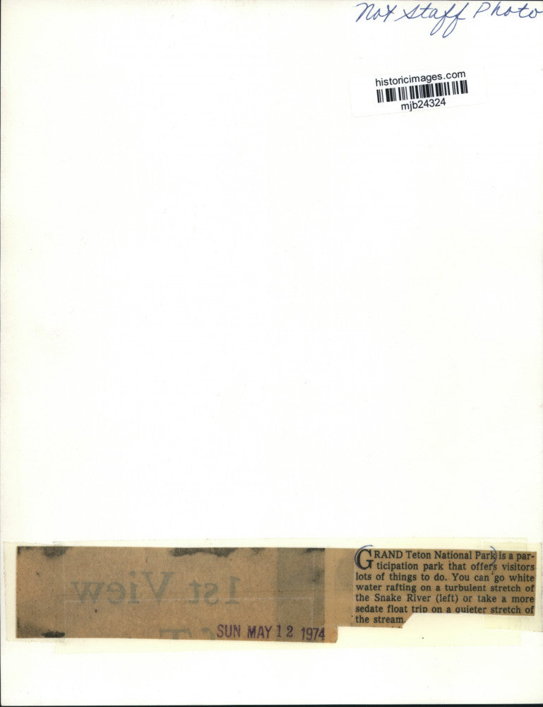 1974 Press Photo White Water on Snake River, Grand Teton National Park