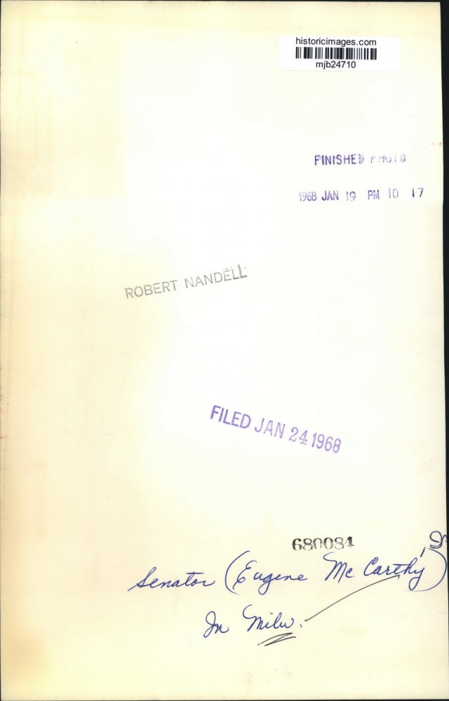 1968 Press Photo Senator Eugene McCarthy portrait in Milwaukee - mjb24710