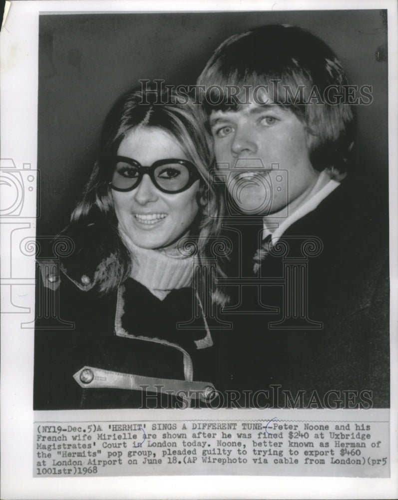 1968 Press Photo Hermits Peter Noone and his French wife Mirielle- Historic Images