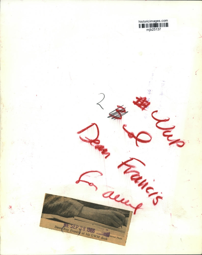 1966 Press Photo Dean Roy Francis at his University Wisconsin Madison Desk