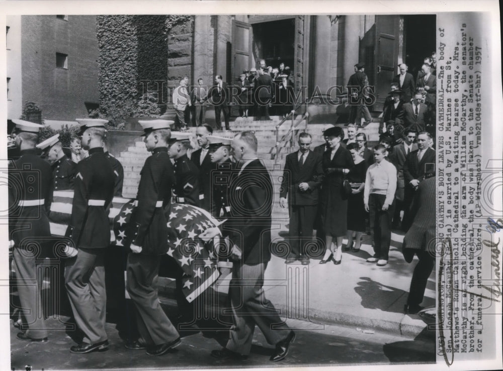 1957 Press Photo McCarthy Funeral at Saint Matthew's Roman Catholic Cathedral