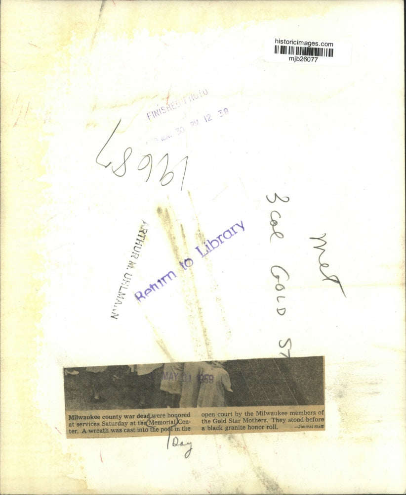 1959 Press Photo Milwaukee Gold Star Mothers Members on Memorial Day - mjb26077