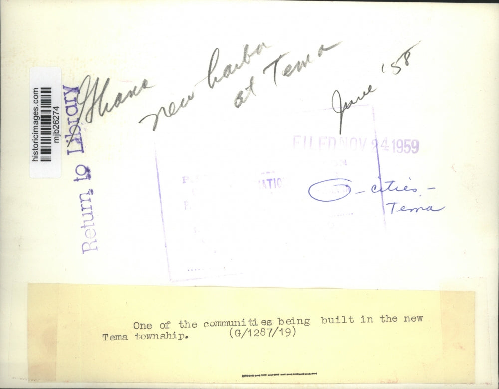 1958 Press Photo New Community being Built in the New Tema Township, Ghana