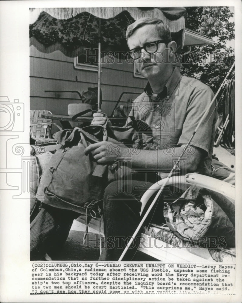 1969 Press Photo Pueblo Crewman Leroy Hayes disagrees with Navy inquiry board- Historic Images