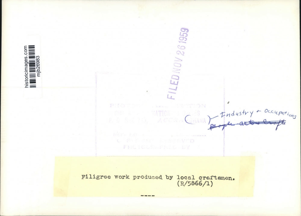 1959 Press Photo Filigree Work Produced by Local Craftsmen in Ghana - mjb26983