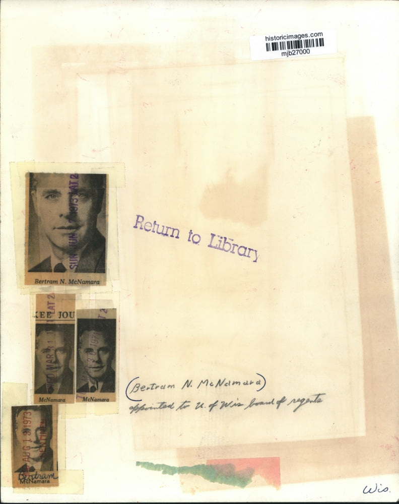 1971 Press Photo Bertram N. McNamara, University of Wisconsin board of regents