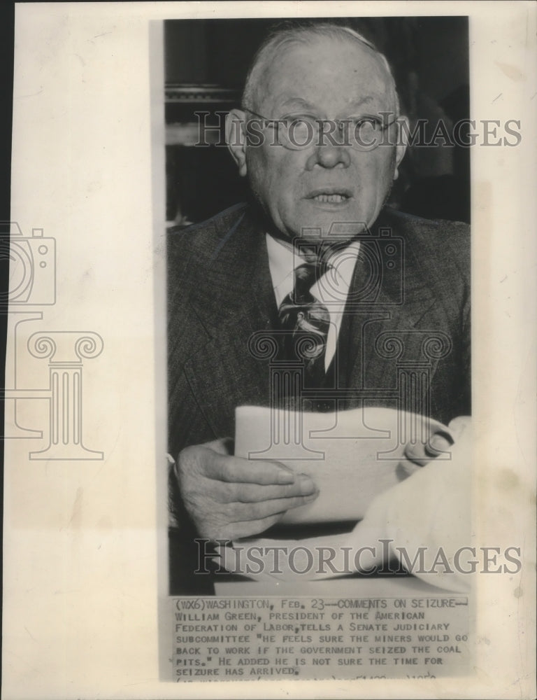 1950 Press Photo President of the American Federation of Labor, William Green- Historic Images