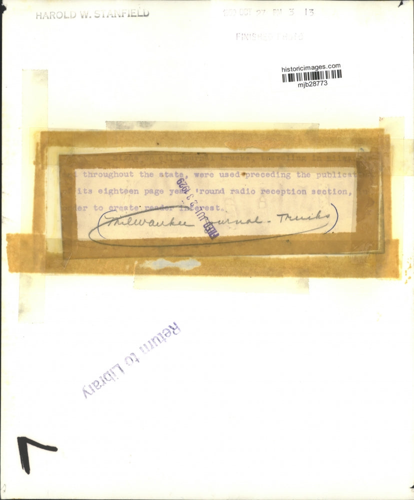 1929 Press Photo A Milwaukee Journal Delivery Truck - mjb28773