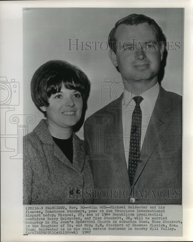 1967 Press Photo Michael Goldwater And Fiancee In San Francisco Airport- Historic Images