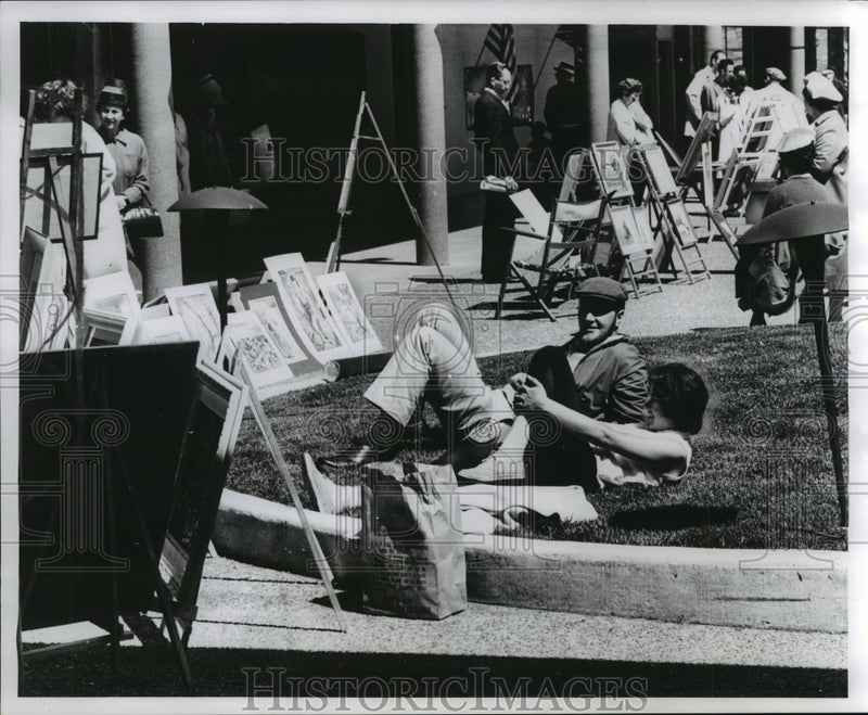Load image into Gallery viewer, 1961 Press Photo Marvin Goes and other laying on grass at art fair, Wauwatosa
