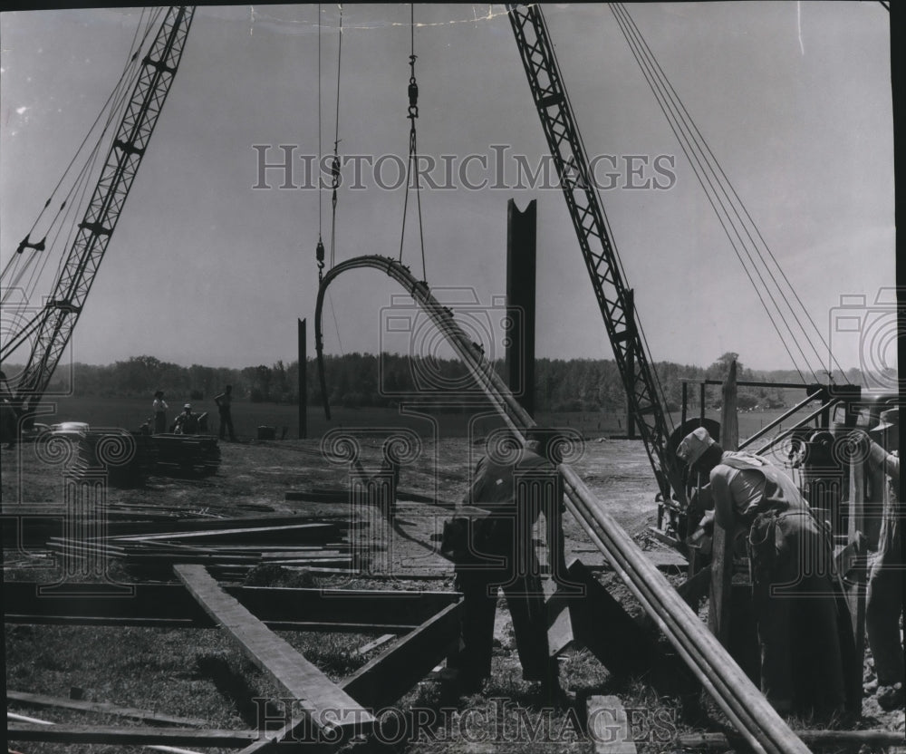 1956 Press Photo Erection of Melody Circus Theater - mjb30276- Historic Images