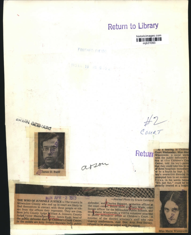 1973 Press Photo The who of Juvenile Justice, Court officers, Milwaukee County