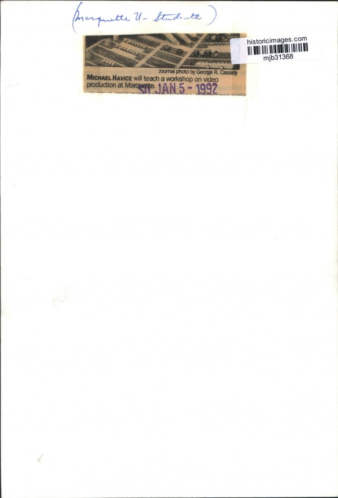 1992 Press Photo Michael Havice Video Production At Marquette University