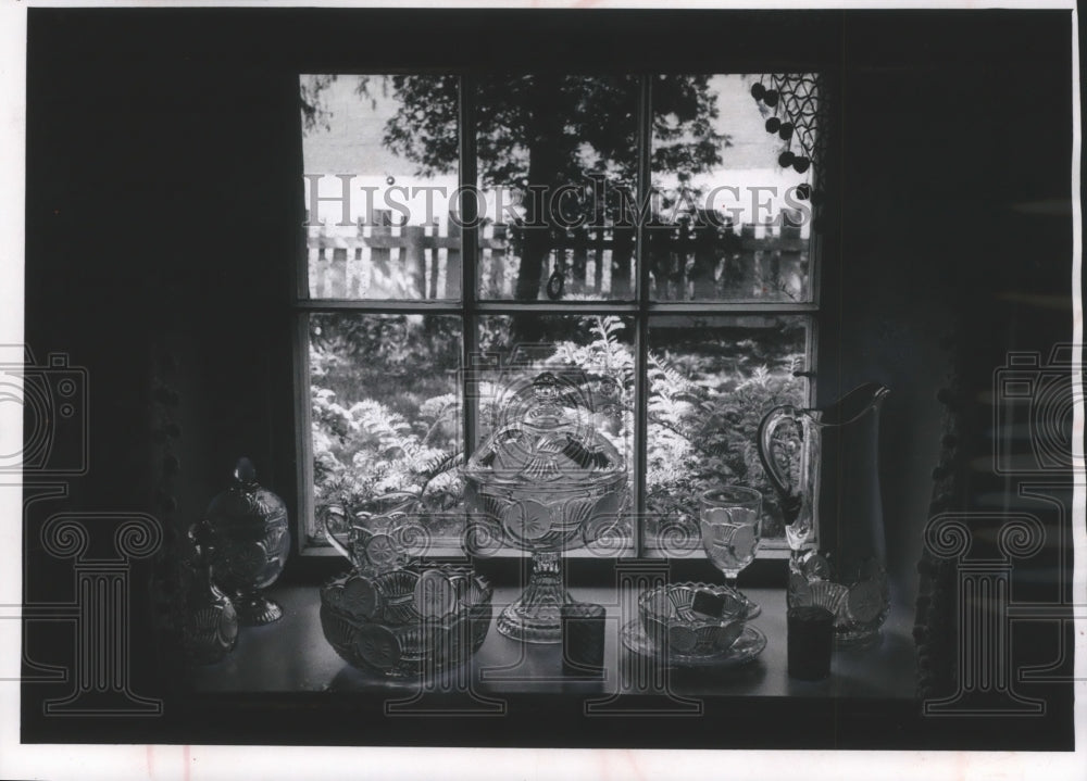 1966 Press Photo Dining room filled with old pressed glass in Menomonee Falls
