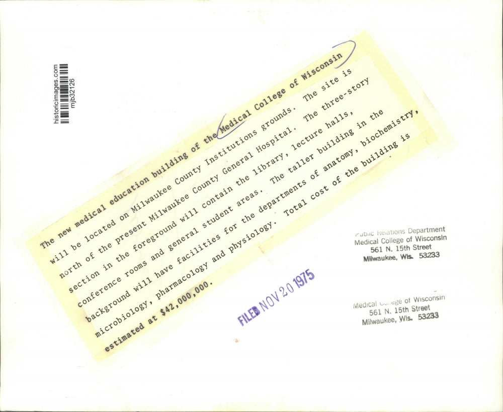 1975 Press Photo New Medical Education Building at Medical College of Wisconsin