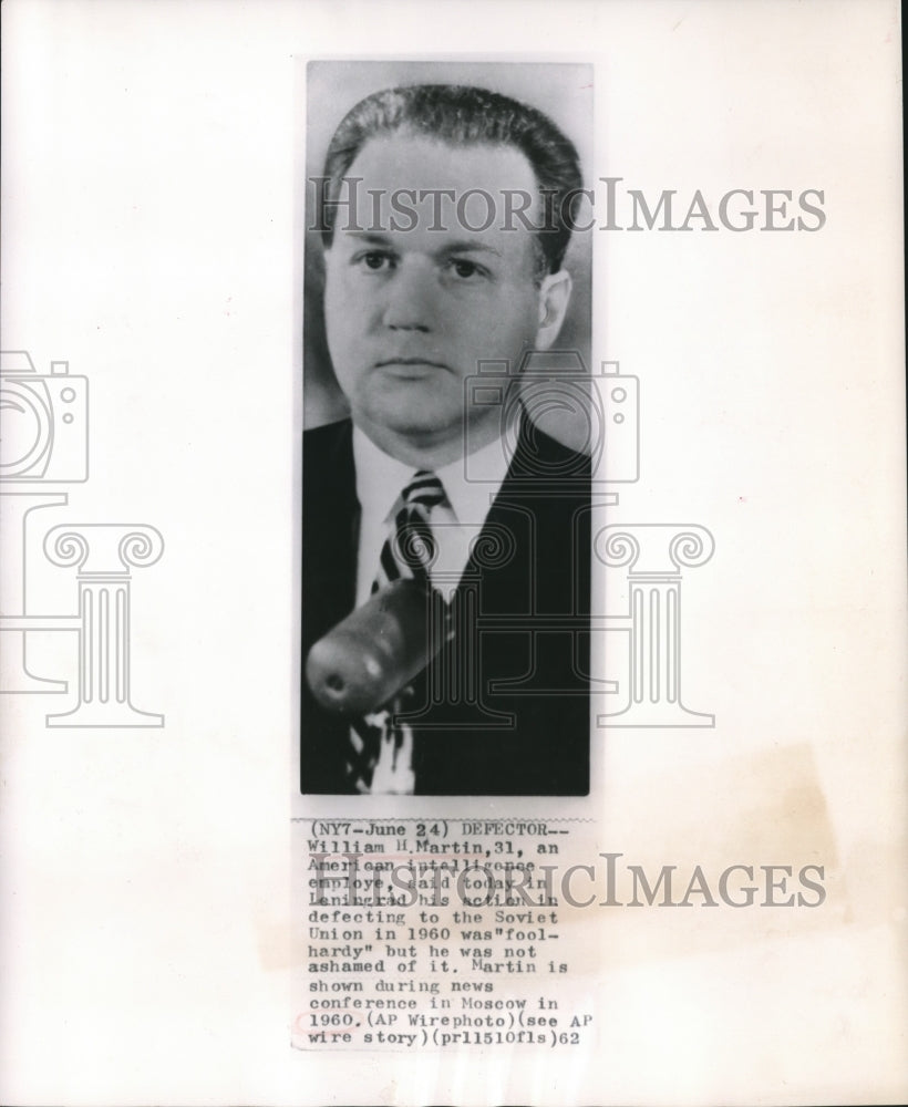 1962 Press Photo William H. Martin, American Intelligence Defector in Moscow- Historic Images