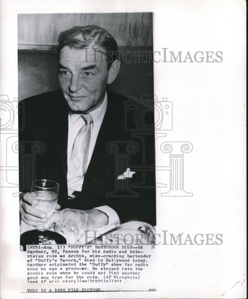 1950 Press Photo Ed Gardner, who played Archie on "Duffy's Tavern," in Hollywood