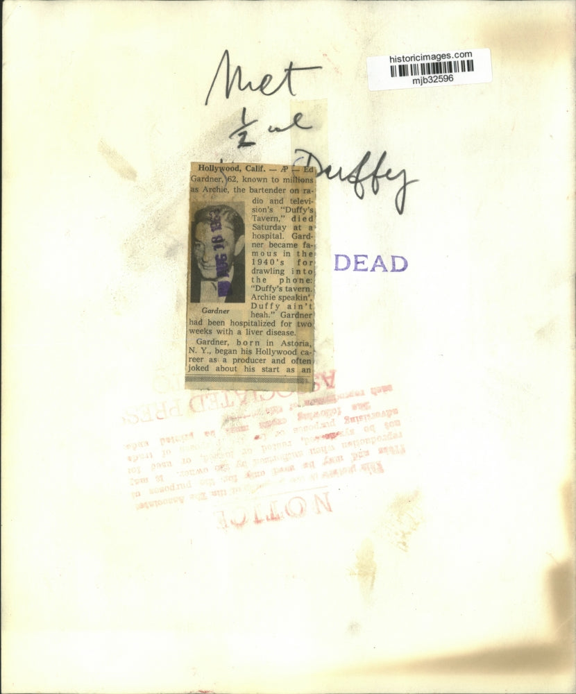 1950 Press Photo Ed Gardner, who played Archie on "Duffy's Tavern," in Hollywood