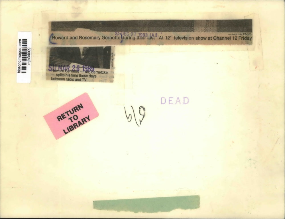 1983 Press Photo Howard and Rosemary Gernette, their last television show"At 12"