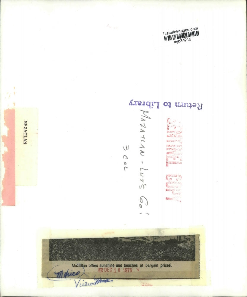 1976 Press Photo View of Mazatlan Mexico - mjb34215