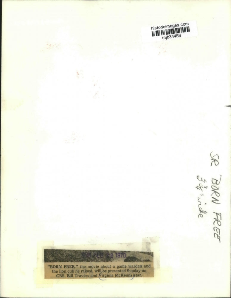 1970 Press Photo Bill Travers and Virginia McKenna star in "Born Free" on CBS