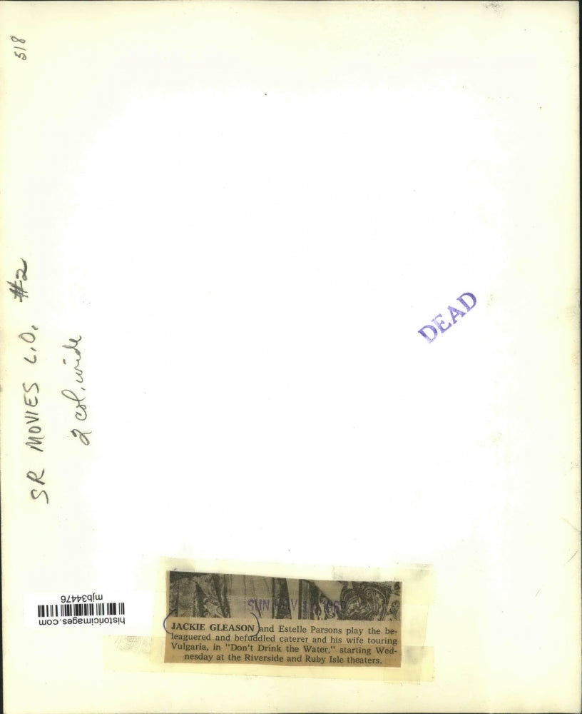 1969 Press Photo Jackie Gleason and Estelle Parsons in "Don't Drink The Water