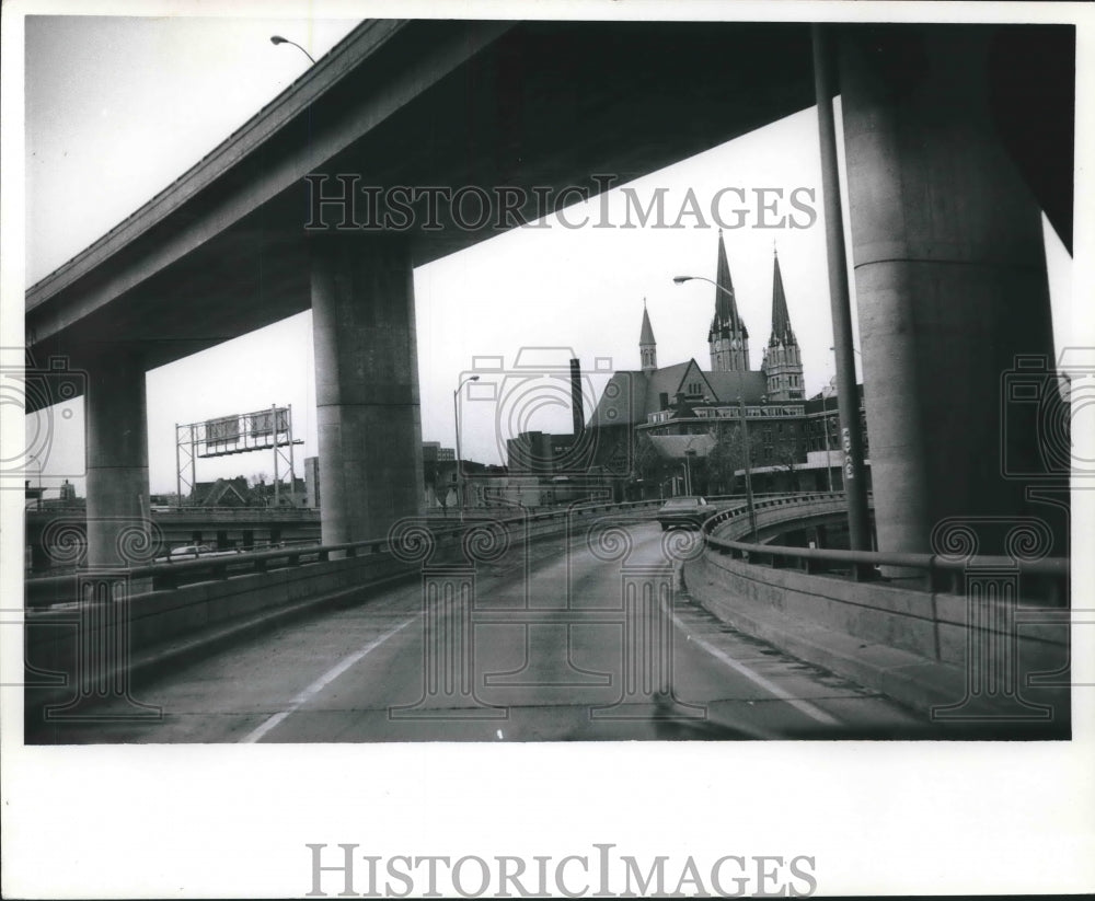 1972 Press Photo View of the Marquette Interchange in Milwaukee, Wisconsin