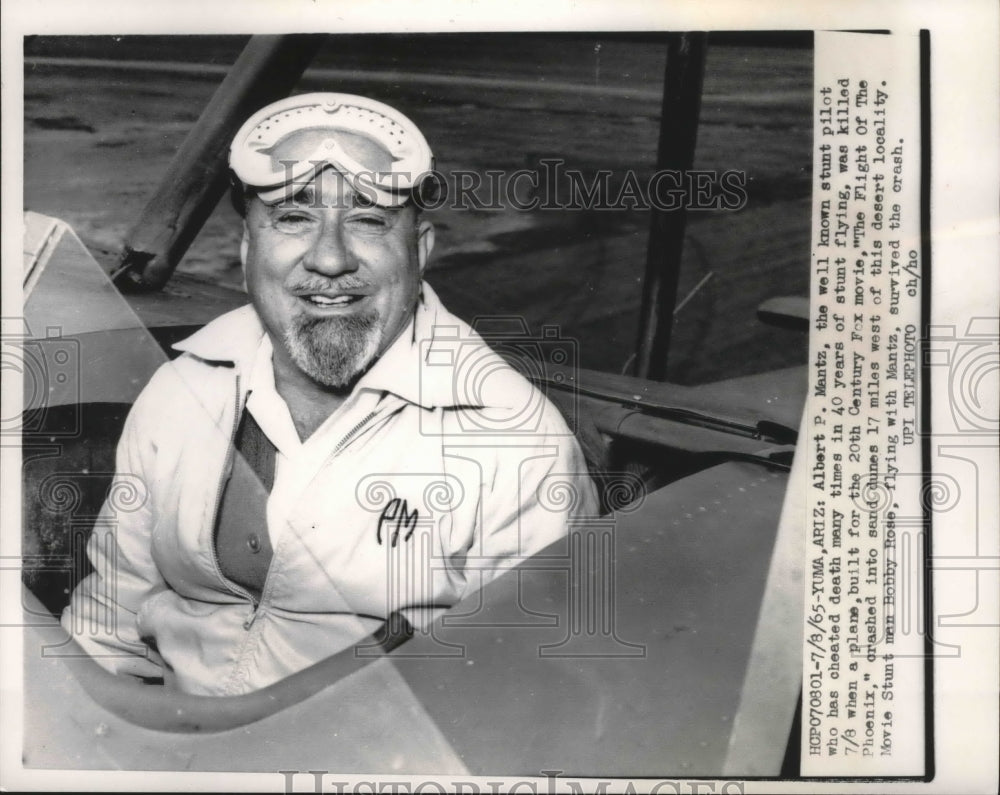 1965 Press Photo Yuma, Ariz: Albert P Mantz well known stunt pilot dies in crash- Historic Images