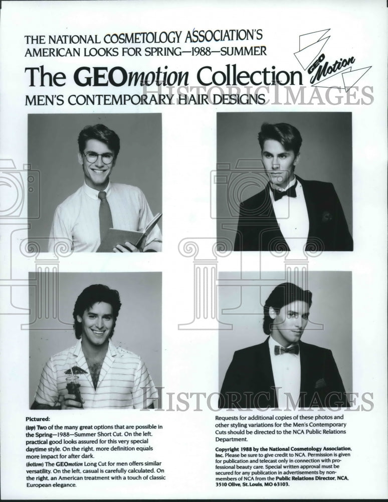 1988 Press Photo National Cosmetology Associations&#39; GEOmotion men&#39;s hair design- Historic Images