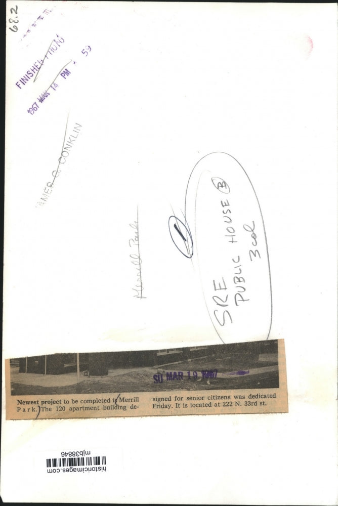 1967 Press Photo Newest Project Is Merrill Park, Designed For Senior Citizens