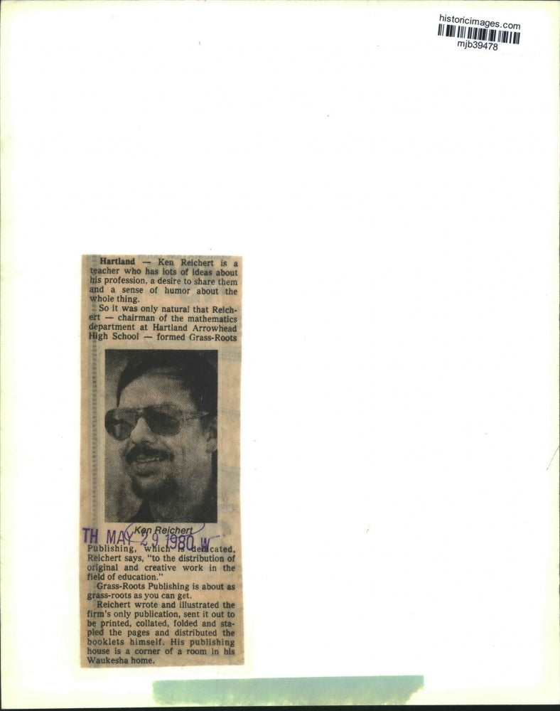 1980 Press Photo Ken Reichert Math Department Chariman at Wisconsin High School