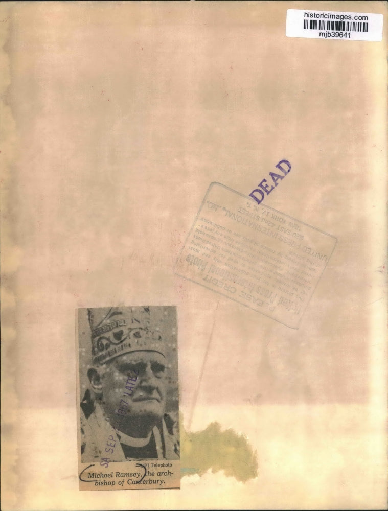 1967 Press Photo The archbishop of Canterbury, Michael Ramsey - mjb39641