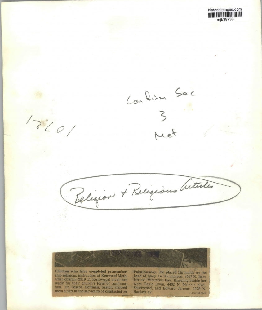 1956 Press Photo Children Are Ready For Confirmation At Kenwood Methodist Church