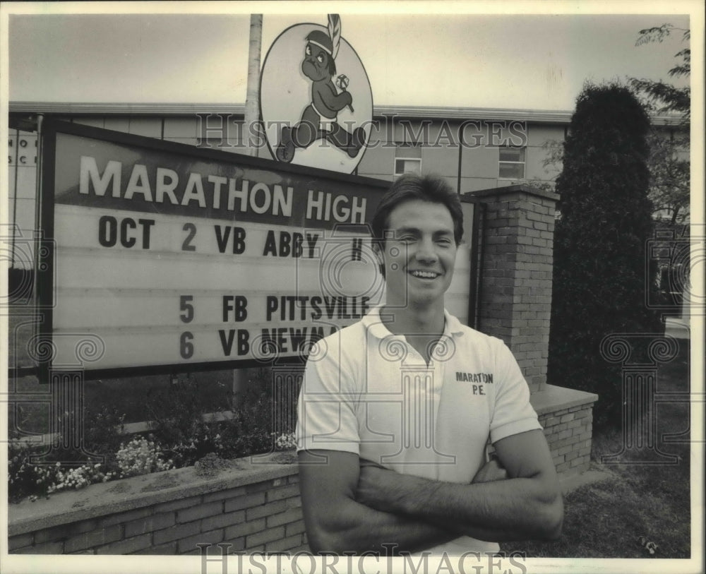 1984 Press Photo Basketball Jeff Reiche of Marathon High - mjb40280- Historic Images