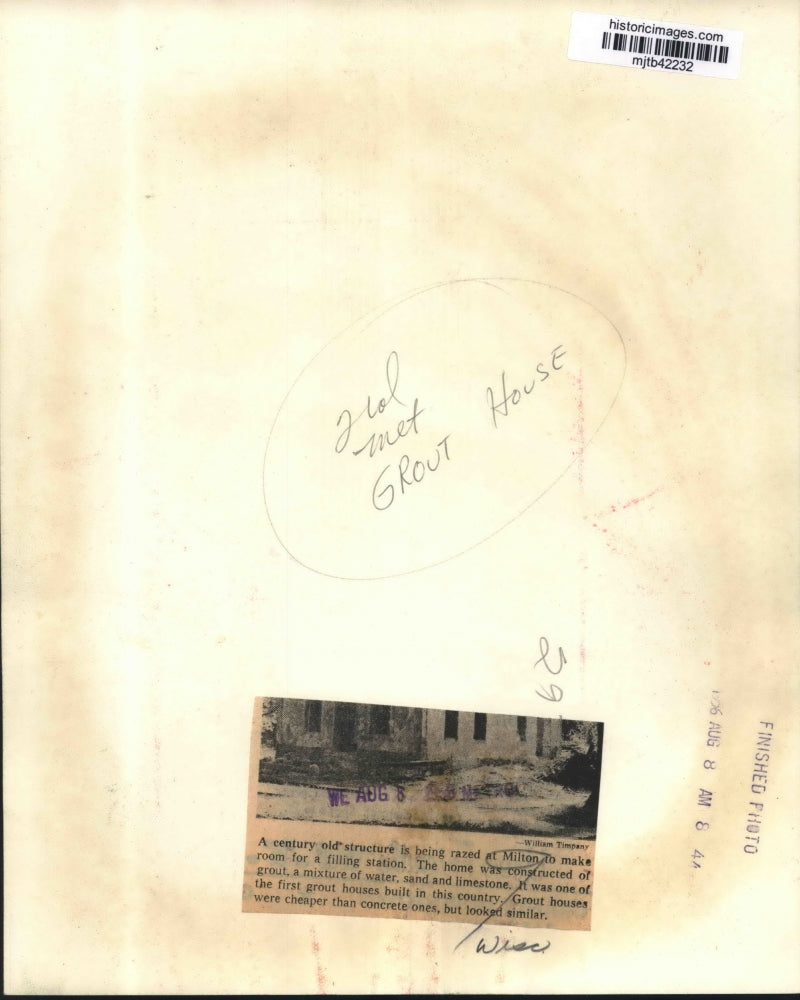 1956 Press Photo Grout house in Milton, Wisconsin is being razed. - mjb42232