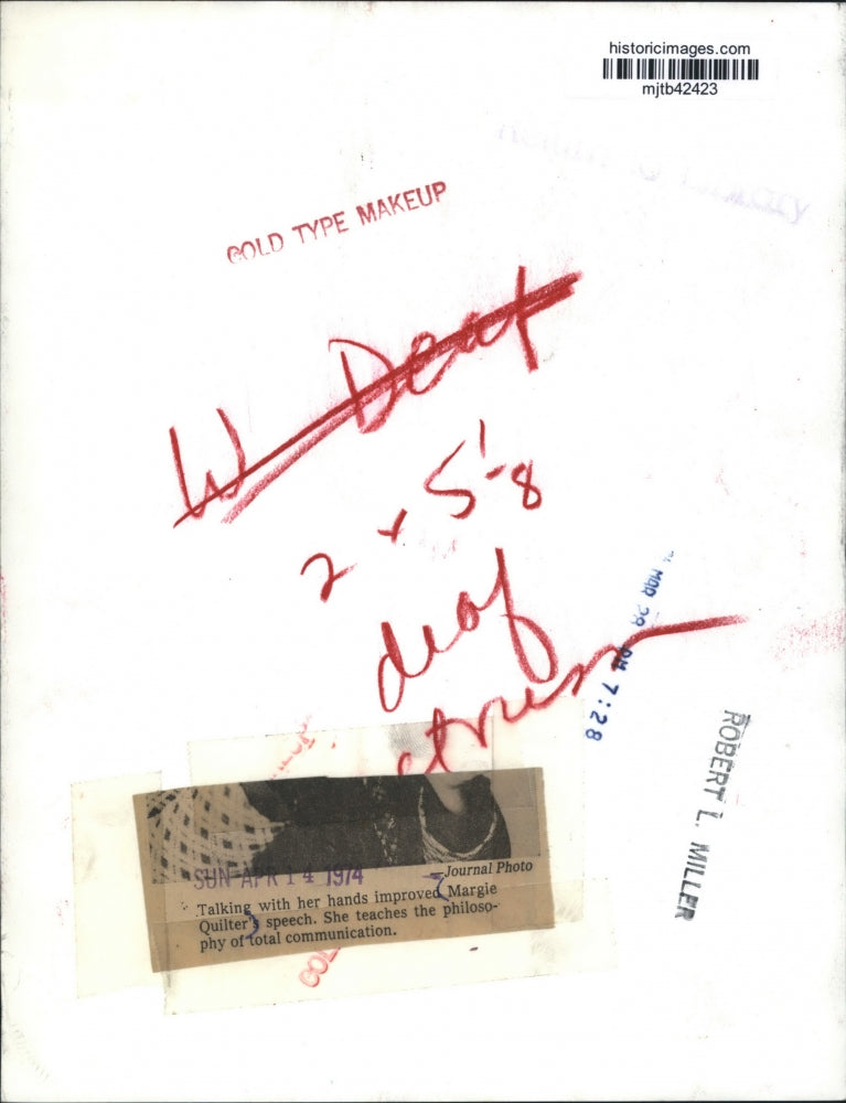 1974 Press Photo Margi Quilter, teaches philosophy of total communication