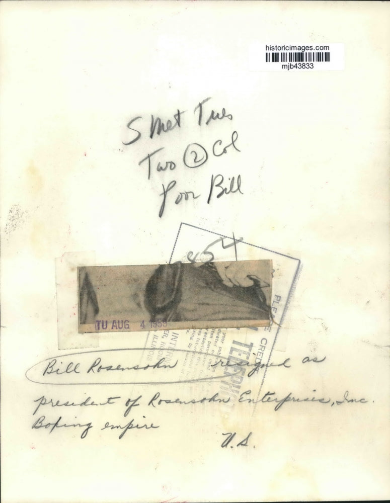 1959 Press Photo Promoter Bill Rosensohn during a press conference, New York