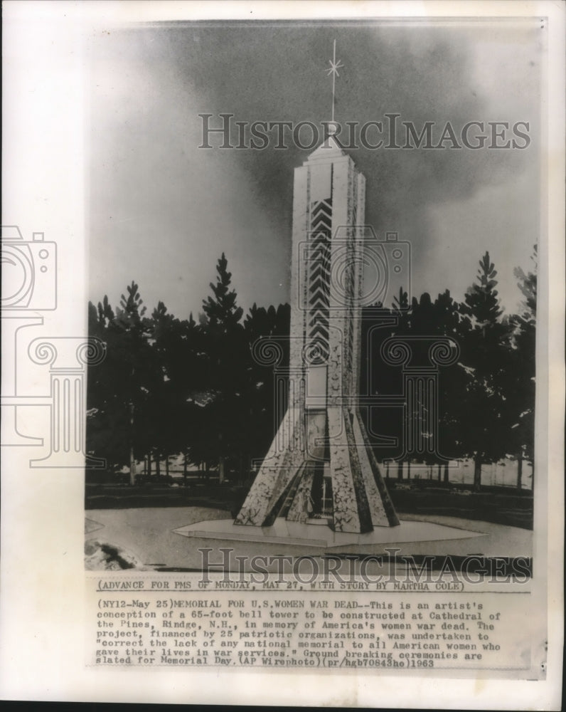 1963 Press Photo Memorial for US Women War Dead, Rindge, New Hampshire- Historic Images