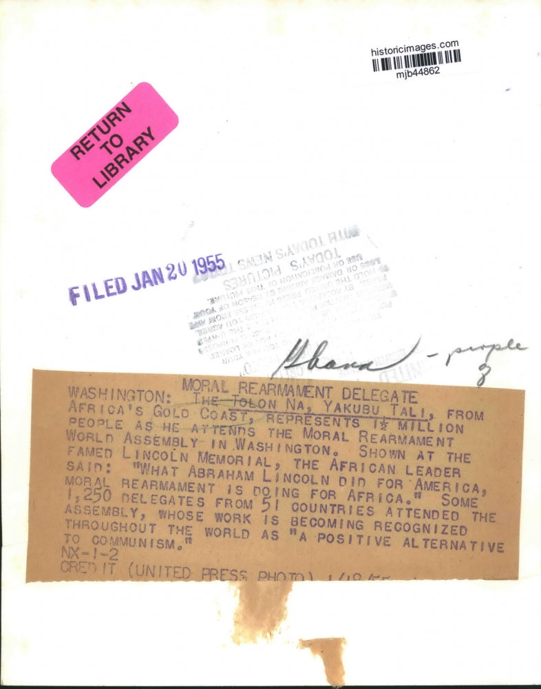1955 Press Photo The Tolon Na, Yakubu Tali attends assembly in Washington