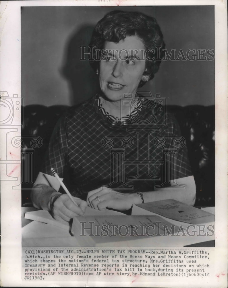1963 Press Photo Rep. Martha Griffiths, member of House and Means Committee