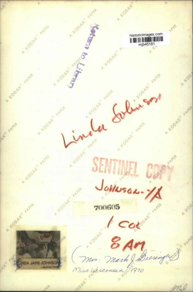 1970 Press Photo Linda Jane Johnson Miss Wisconsin - mjb45181