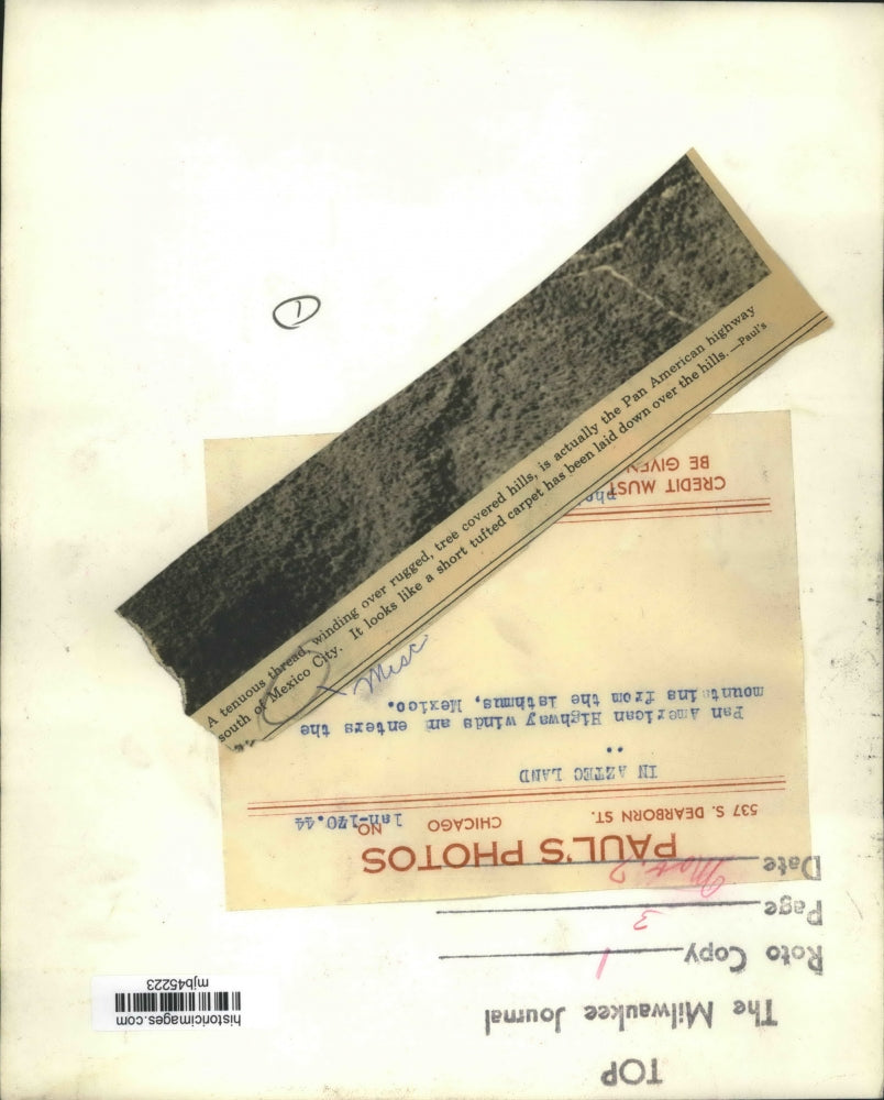 1944 Press Photo Pan American Highway south of Mexico City, Mexico - mjb45223