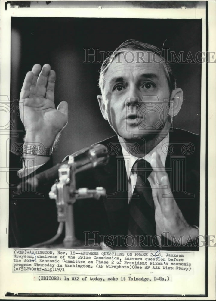 1971 Press Photo C. Jackson Grayson, Chairman of the Price Commission testifies- Historic Images