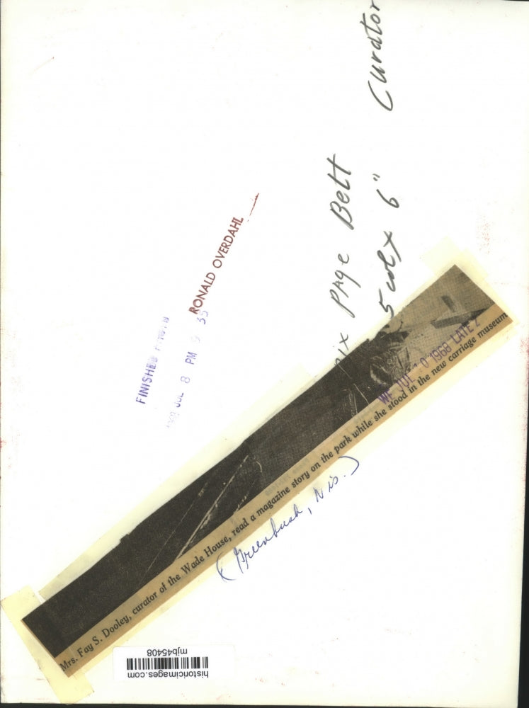 1968 Press Photo Fay S. Dooley, Curator of Wade House, Reads Magazine, Wisconsin