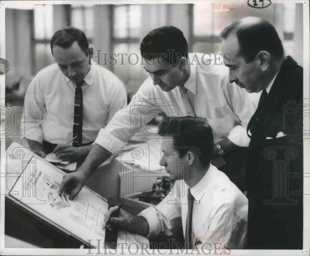 1957 Press Photo Manager and others of the Milwaukee Journal Copy Service Dept.- Historic Images