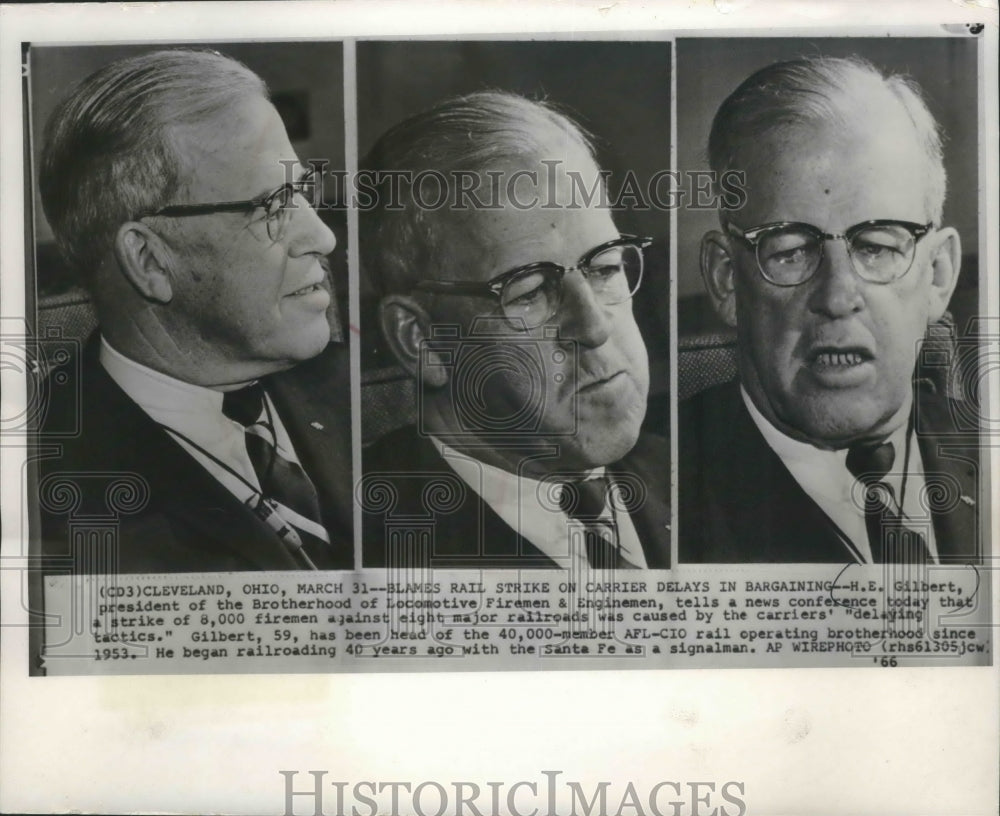 1966 Press Photo H. E. Gilbert, Head of AFL-CIO rail operating brotherhood