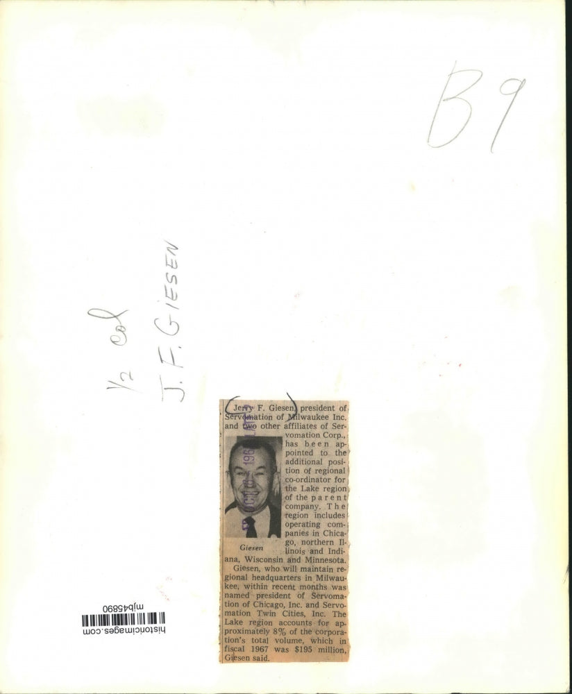 1968 Press Photo Jerry Giesen, President of Servomation, And Affiliates In Mil.