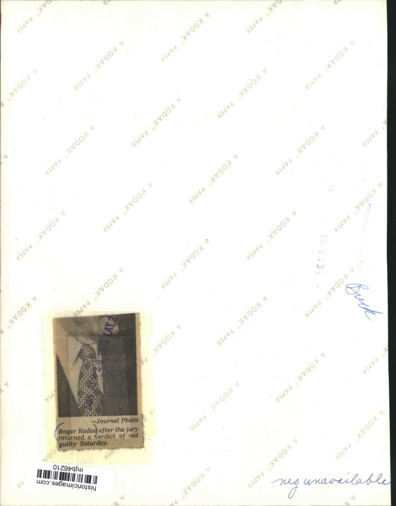 1973 Press Photo Roger Radue after the jury returned a verdict of not guilty.